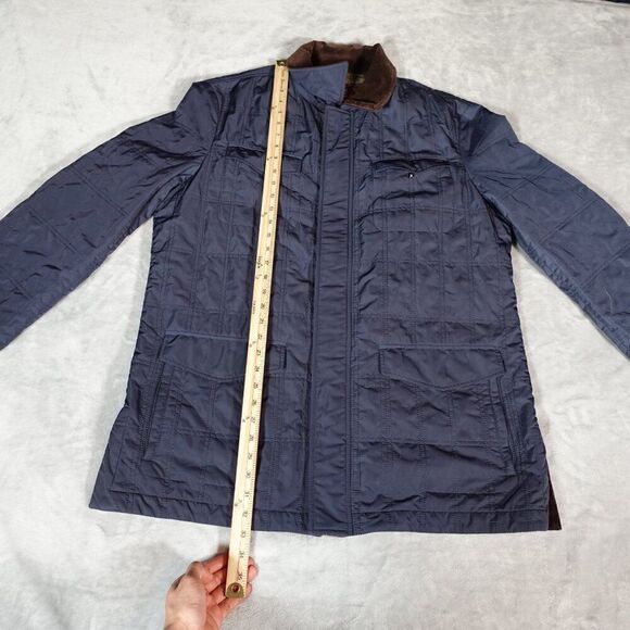 Hickey Freeman Quilted Corduroy Collar Chore Coat Jacket Mens L Preppy Blue - Picture 13 of 14